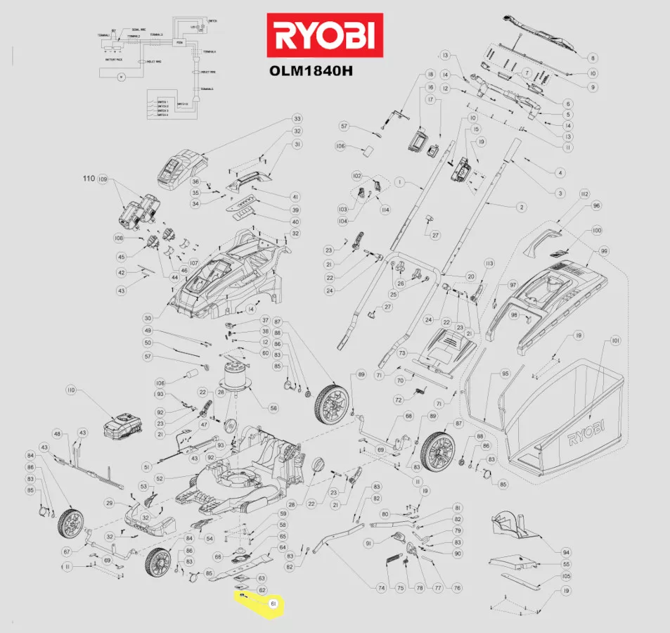 écrou inox fixation lame tondeuse Ryobi réf. 5131035663